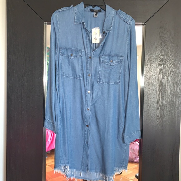 FOREVER 21 DENIM BUTTON DOWN DRESS - Picture 2 of 3